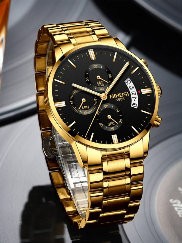 Men's Luxury Automatic Mechanical Watch – The Heritage Sovereign Gold Dial & Steel Strap