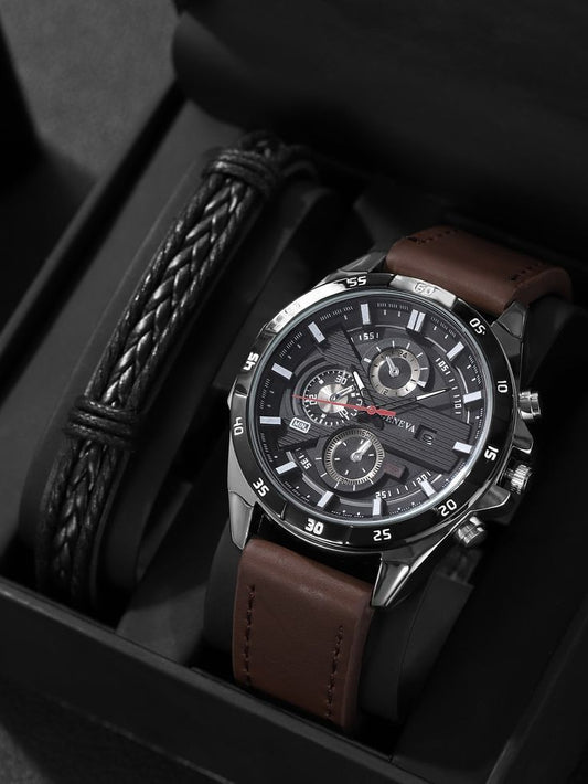 Luxury Automatic Watch for Men – The Grand Prestige Skeleton Dial with Brown Leather Strap