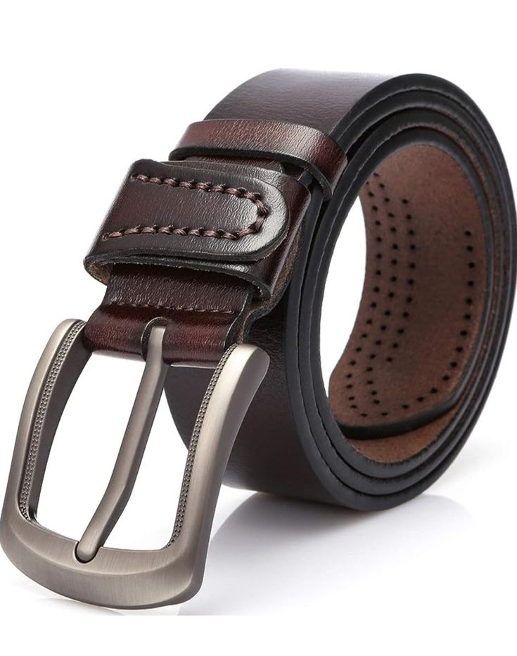 Dark Brown Genuine Leather Belt for Men – Designer Matte Black Buckle for Formal Suits & Jeans