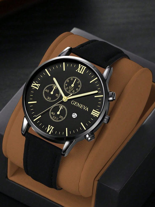 The Royal Signature Men's Luxury Automatic Watch – Transparent Skeleton Dial with Leather Strap